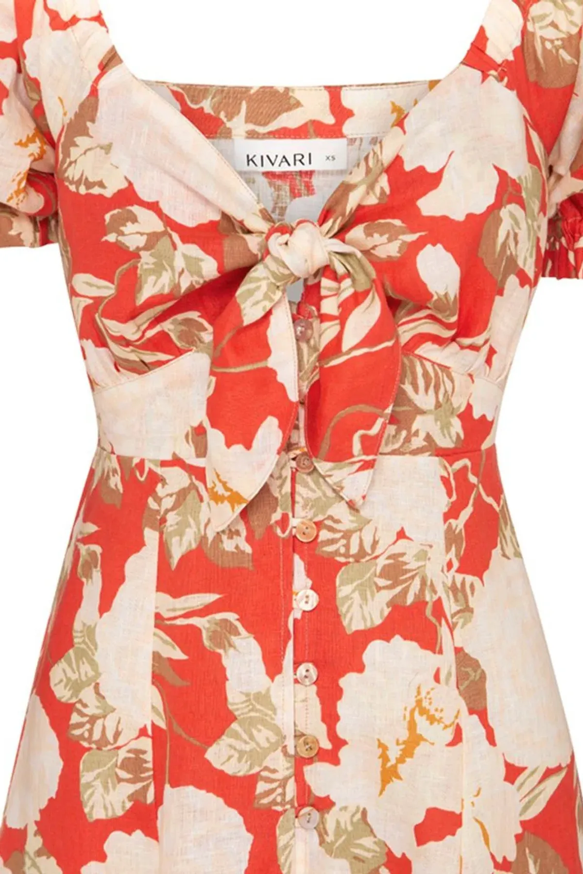 Kivari Helena Tie Front Midi Dress Print Size 10 - Image 3