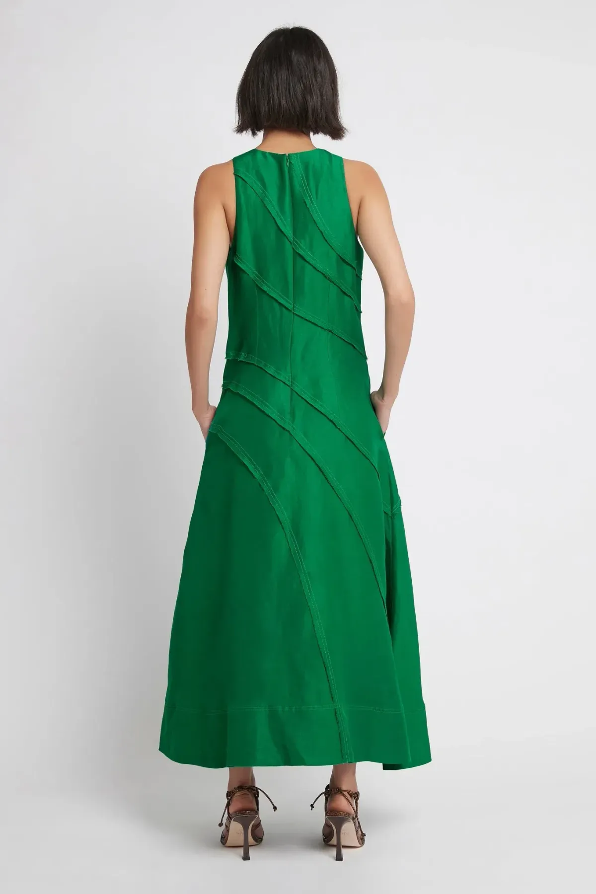 Aje Faraway Midi Dress Emerald Green Size 8 - Image 3