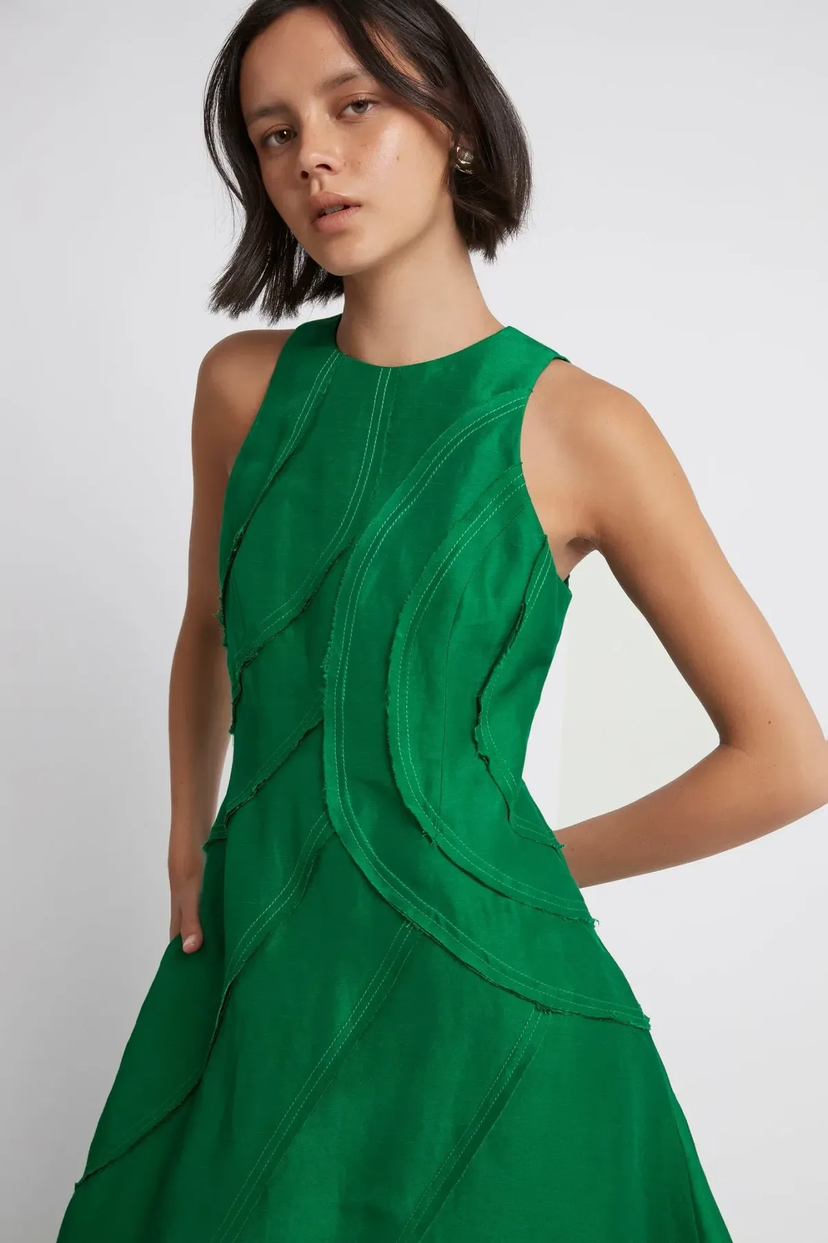 Aje Faraway Midi Dress Emerald Green Size 8 - Image 2