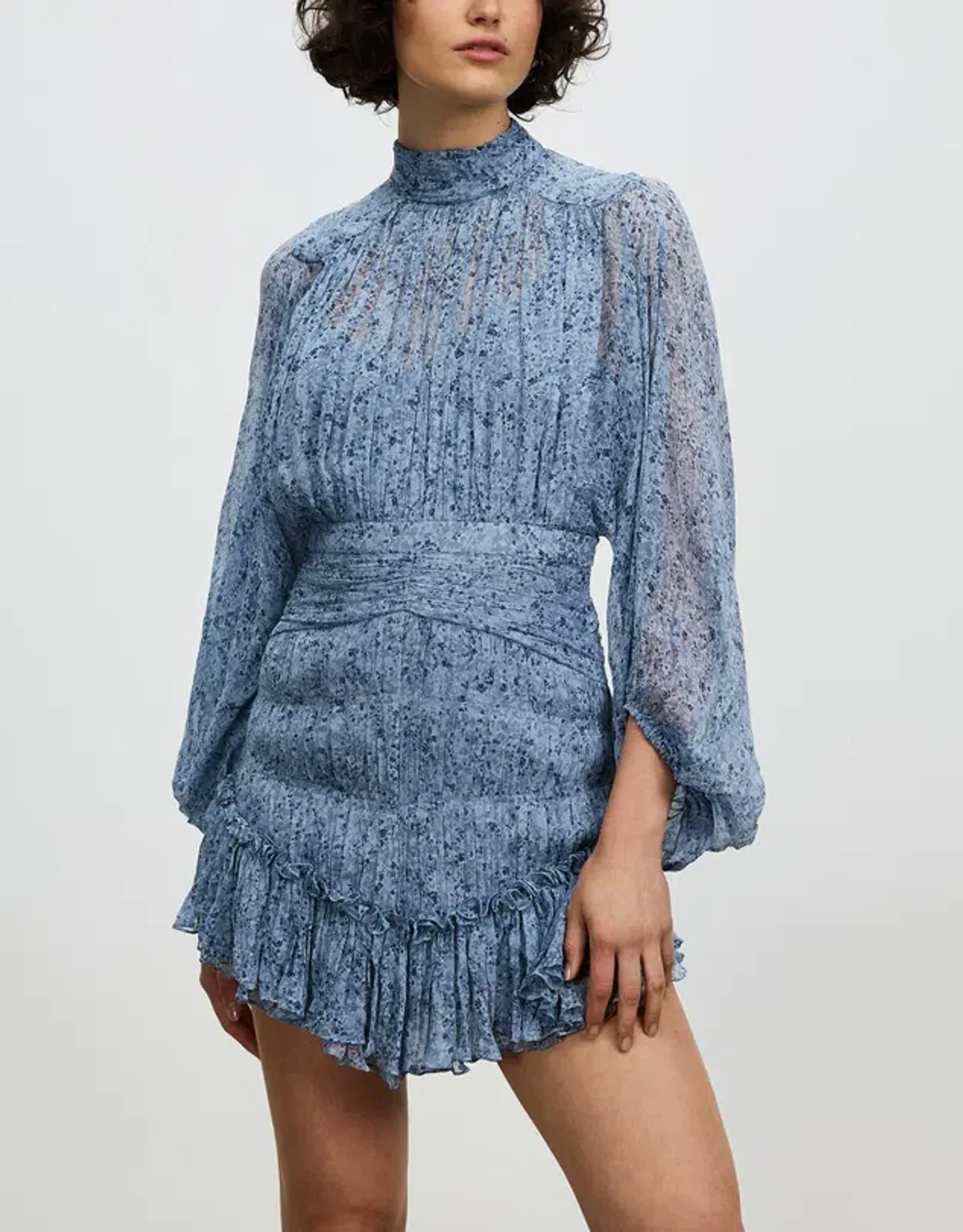 Shona Joy Harmony High Neck Ruched Mini Dress Blue Size 10 - Image 2