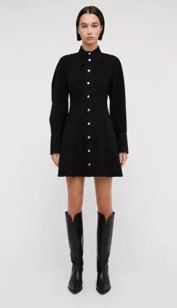 Scanlan Theodore Denim Cocoon Sleeve Mini Dress Black Size 6 for rent on The Volte - image 1
