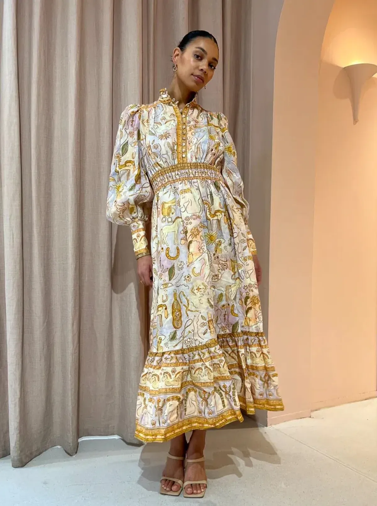 Alemais Solitaire Midi Dress Watercolour Print Size 12 - Image 1