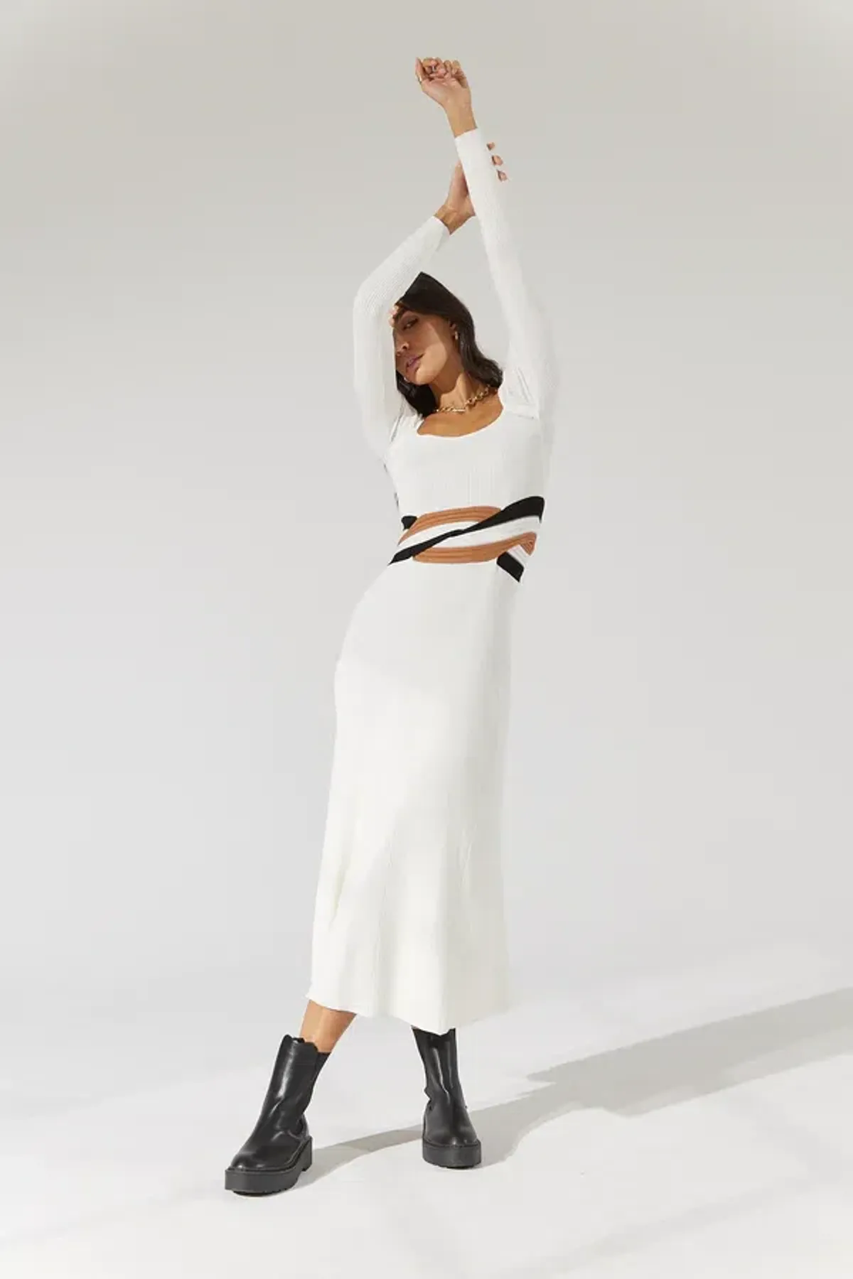 Sovere Inertia Knit Midi Dress White Size 8 - Image 1