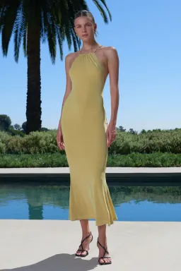 Misha Greta Slinky Jersey Midi Dress Sulfur Size 6/XS  for rent on The Volte - image 1