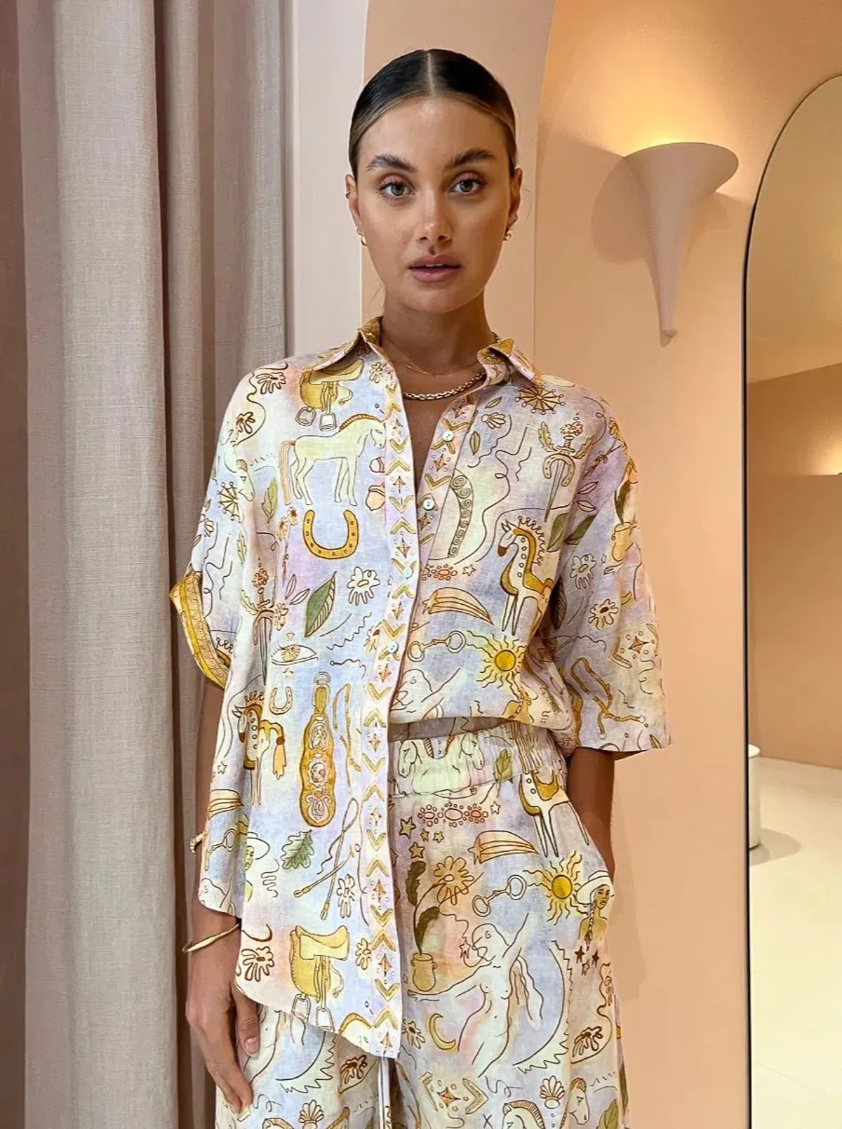 Alemais Solitaire Shirt and Pants Set Watercolour Print Size 12 - Image 2