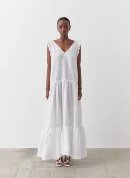 Joslin Gracie Linen Maxi Dress White Size 10 for rent on The Volte - image 2