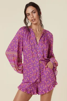 Spell Madame Peacock Blouse and Short Set Print Size M for rent on The Volte - image 1