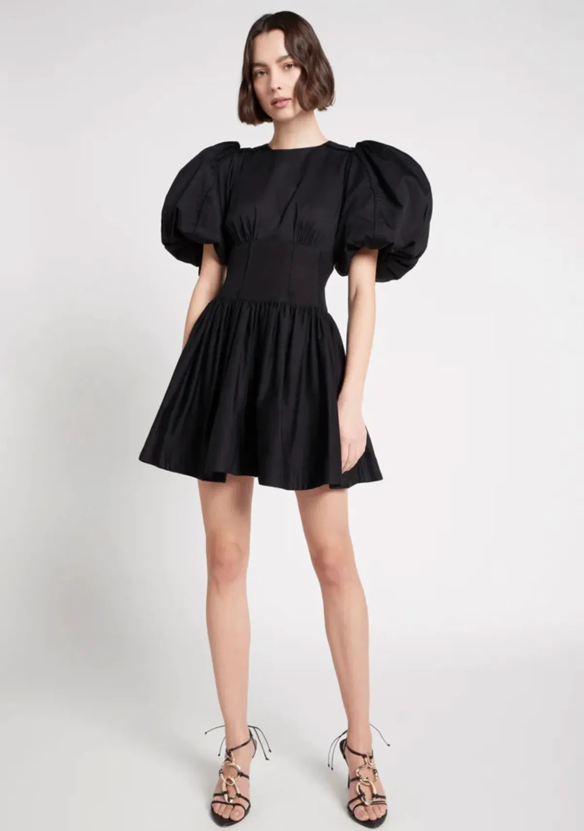 Aje Gianna Puff Sleeve Mini Dress Black Size 12  - Image 1