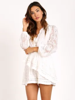 Zimmermann Henna Floating Fringe Playsuit Ivory Size 0 / Au 8 for rent on The Volte - image 3