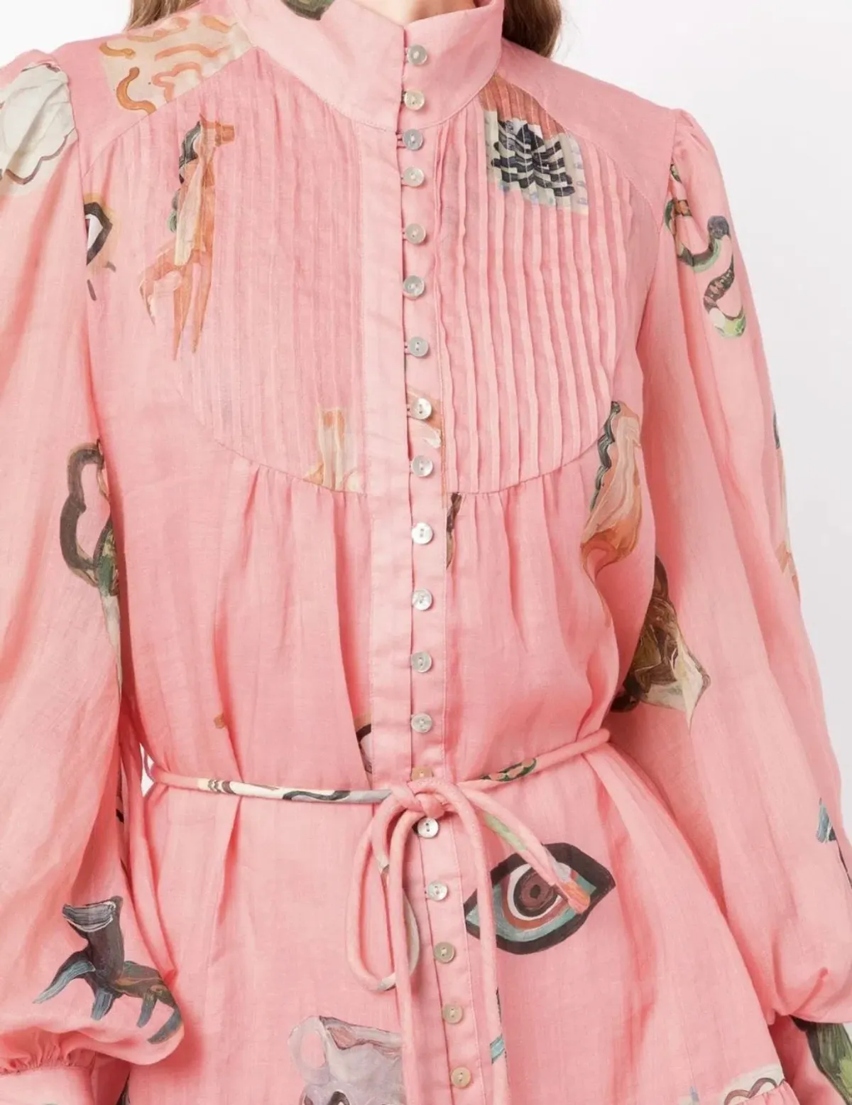 Alemais Cleo Smock Mini Dress in Pink Size 6  - Image 3