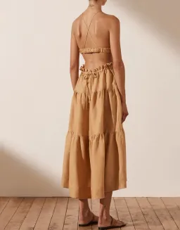 Shona Joy Aria Backless Midi Dress Ginger Size 8 for rent on The Volte - image 3