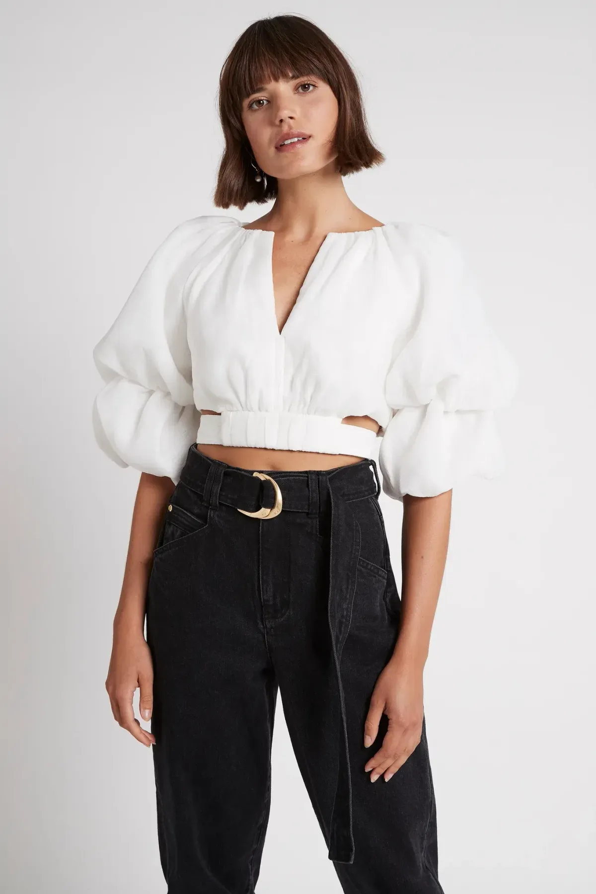 Aje Impression Cropped Tie Top White Size 8 - Image 2