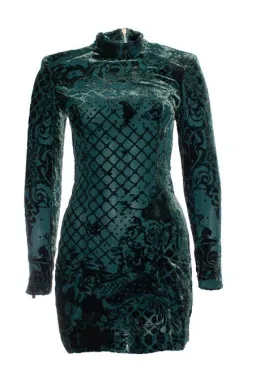 Balmain x H&M Velvet Mini Dress Green Size 8 for rent on The Volte - image 2