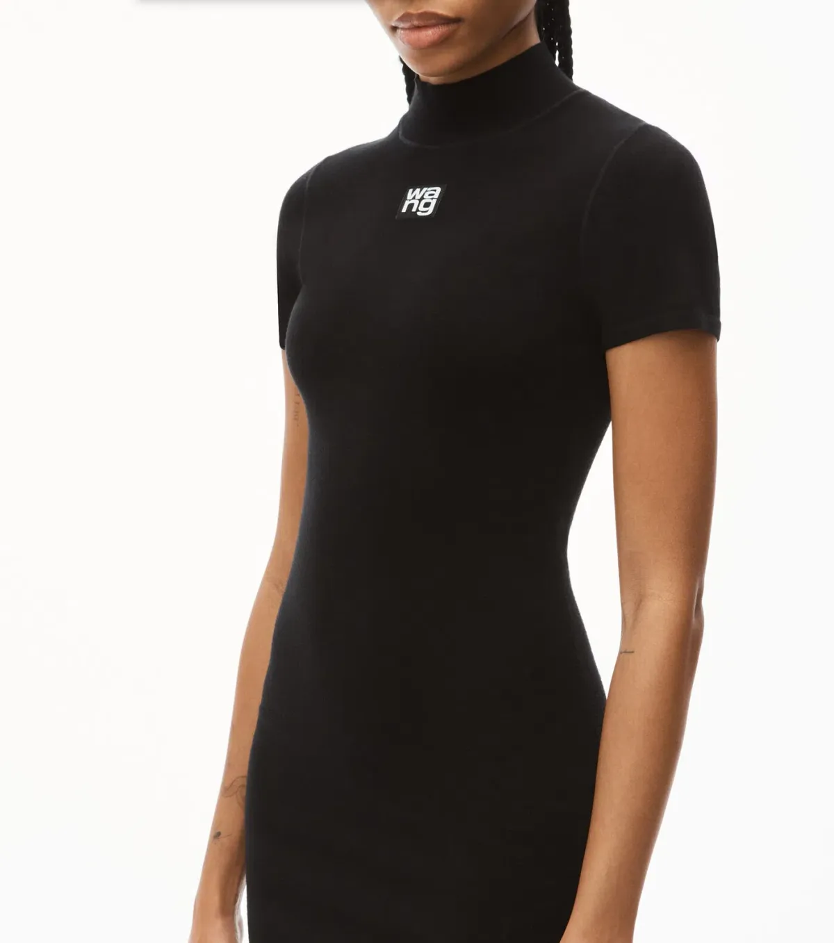Alexander Wang Mock Neck Tee Mini Dress Black Size 6 - Image 4