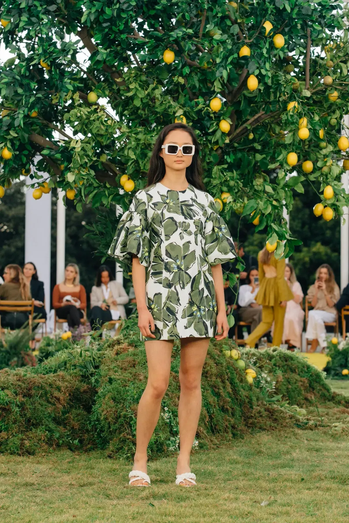 Aje Oasis Olive Leaf Cut Out Mini Dress Floral Size 4 - Image 5