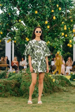 Aje Oasis Olive Leaf Cut Out Mini Dress Floral Size 4 for rent on The Volte - image 5