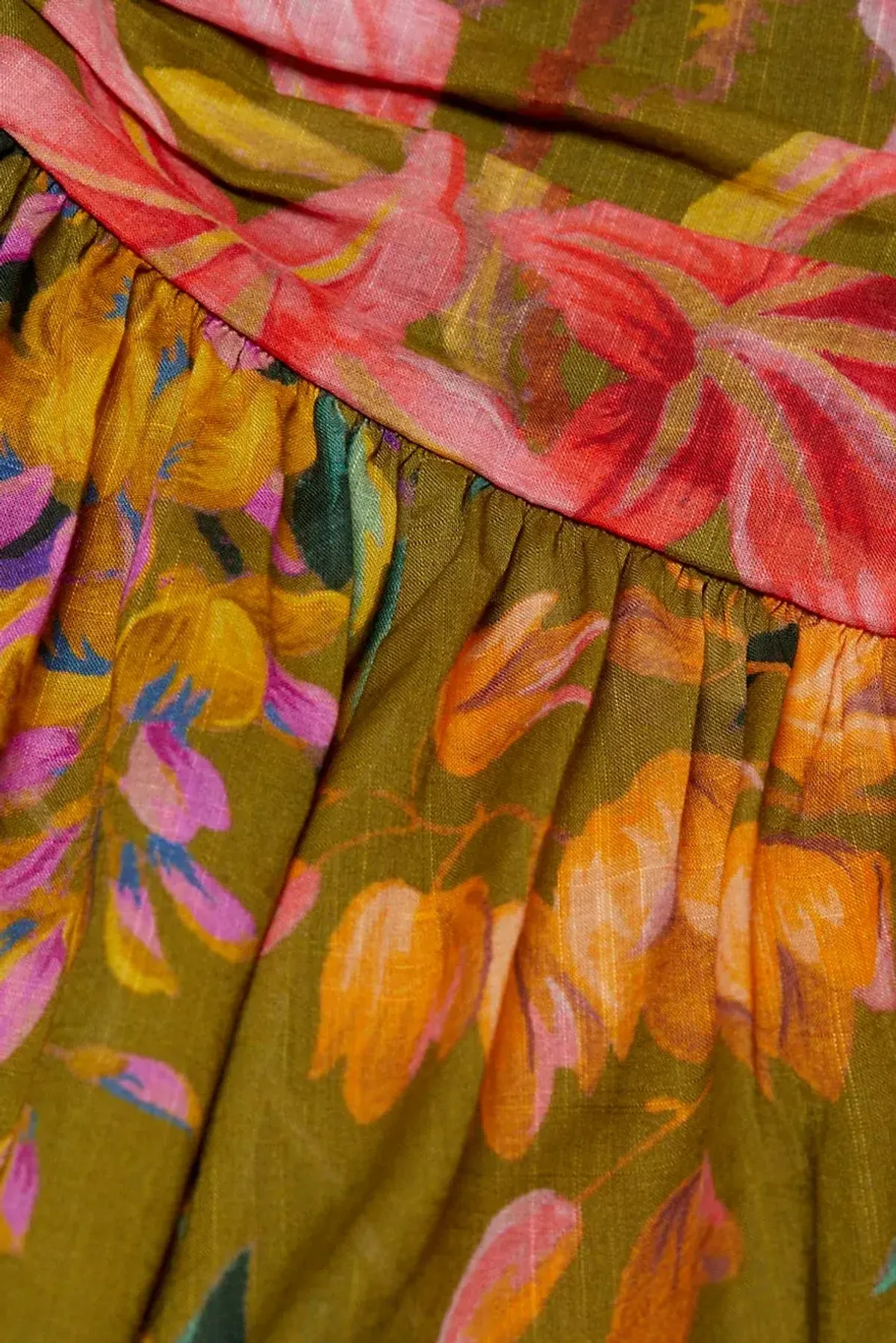 Zimmermann Tropicana Asymmetric Dress Khaki Floral Size 0P / Au 6 - Image 4