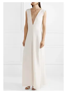 Michael Lo Sordo Silk Satin Maxi Dress White Size 12 for rent on The Volte - image 1