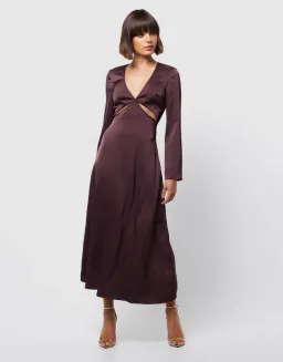 Mossman The Colossal Midi Dress Dark Cherry Size 6 for rent on The Volte - image 1