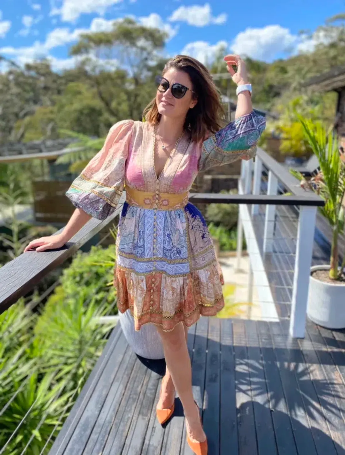 Zimmermann Anneke Lantern Mini Dress Print  AU12 - Image 2