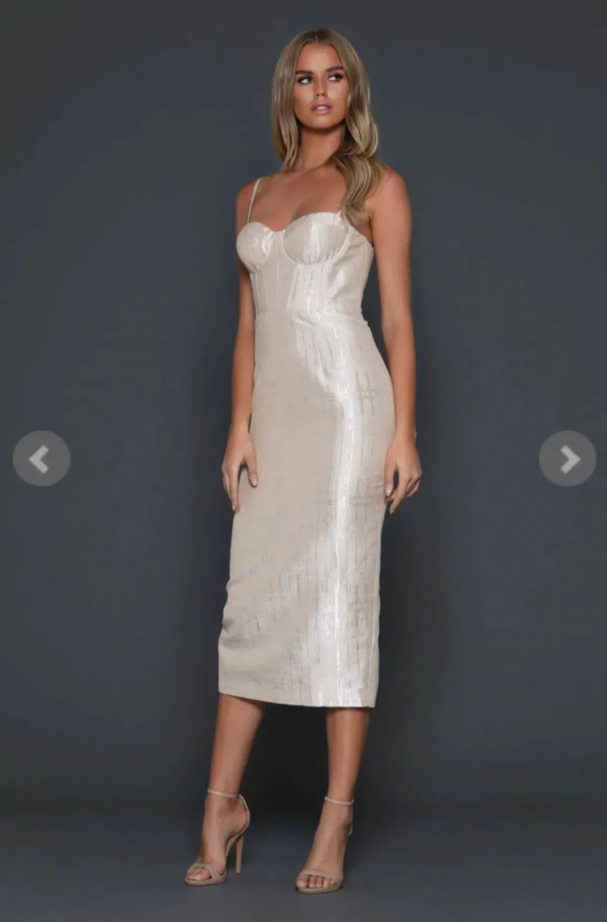 Elle Zeitoune ZOEY Midi Dress Gold Size 6 - Image 1