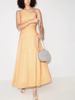 Peony Gingham Cotton-Blend One-Shoulder Midi Dress Yellow Size 10 for rent on The Volte - image 3