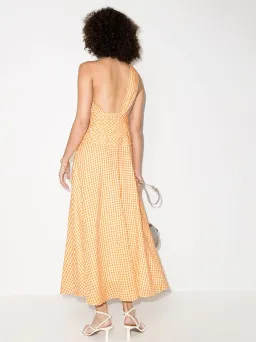 Peony Gingham Cotton-Blend One-Shoulder Midi Dress Yellow Size 10 for rent on The Volte - image 2