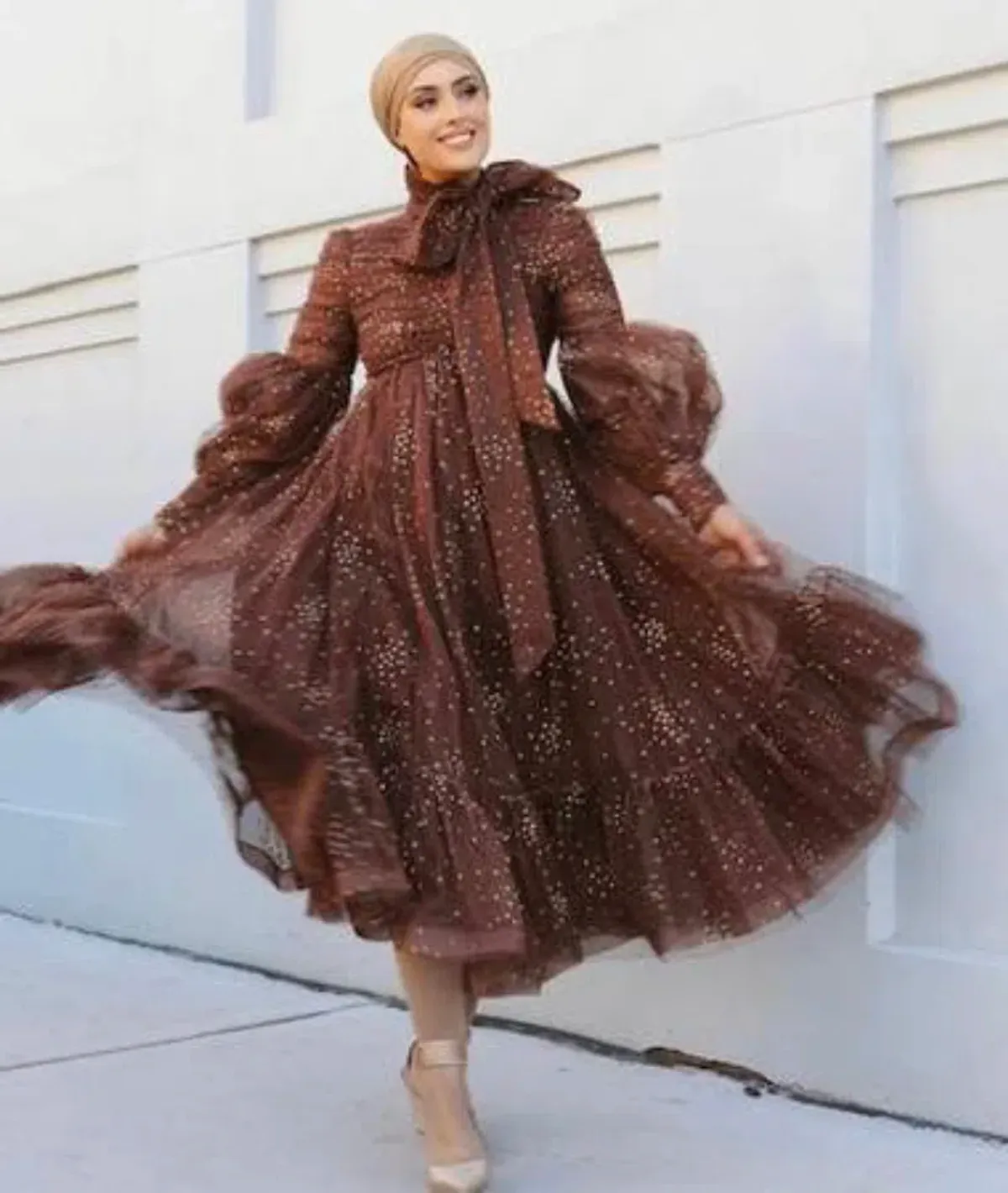 Zimmermann Tempo Ruched Glitter Tulle Gown Brown Size 2/ AU 12 - Image 3