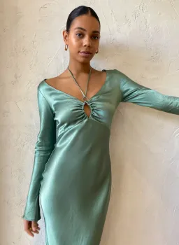 Bec & Bridge Malyka Long Sleeve Maxi Dress | Moss Green | Size 10 for rent on The Volte - image 8