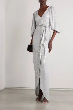 Jenny Packham James Bond Crystal Embellished Crepe De Chine Gown Sequin Size UK6/US2 for rent on The Volte - image 1