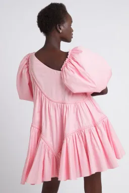 Aje Casabianca Braided Asymmetric Puff Sleeve Mini Dress Pink Size 8 for rent on The Volte - image 2