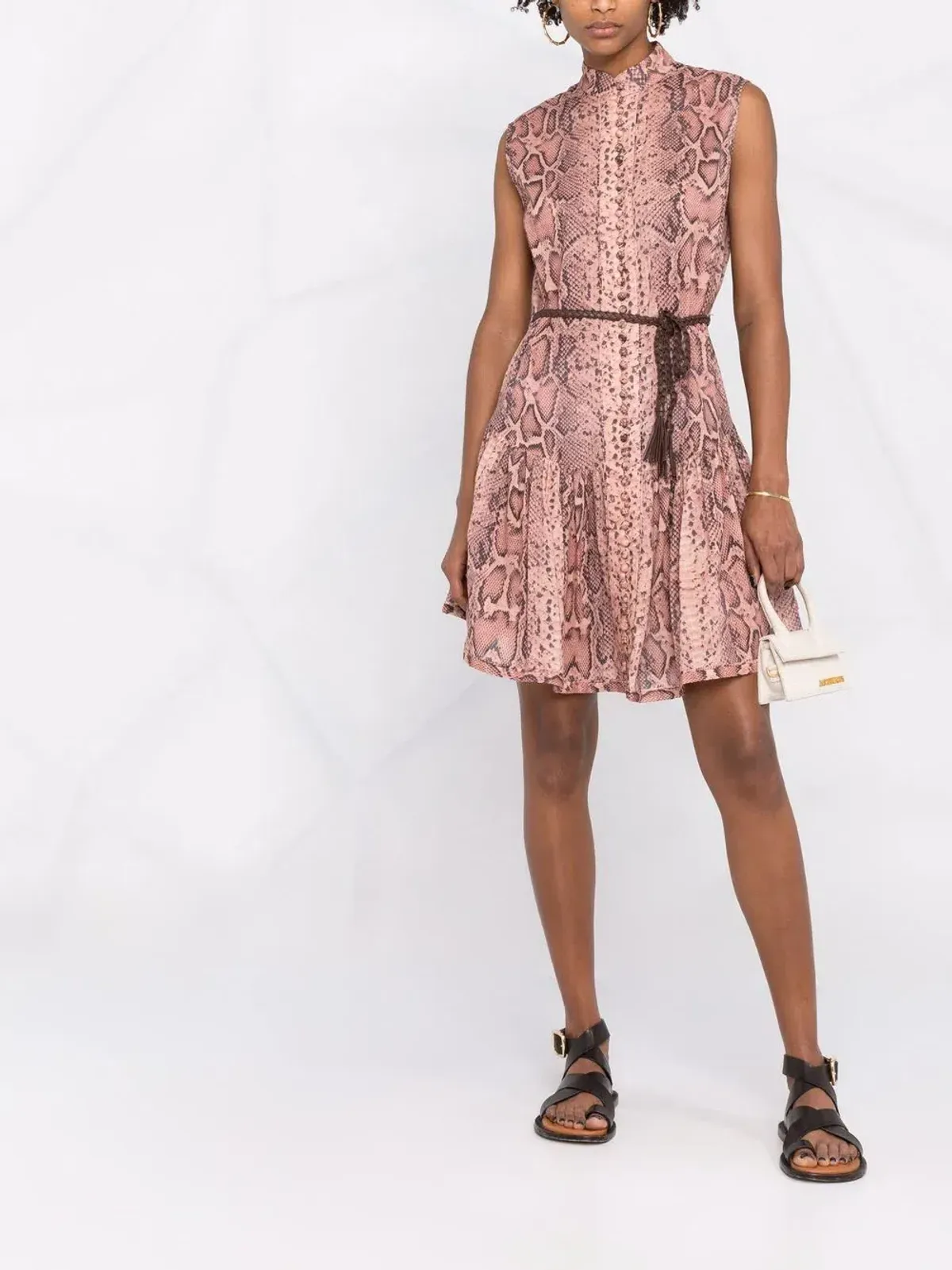 Zimmermann Moonshine Flared Mini Dress Pink Snake Print Size 0 / AU 8 - Image 1