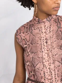 Zimmermann Moonshine Flared Mini Dress Pink Snake Print Size 0 / AU 8 for rent on The Volte - image 3