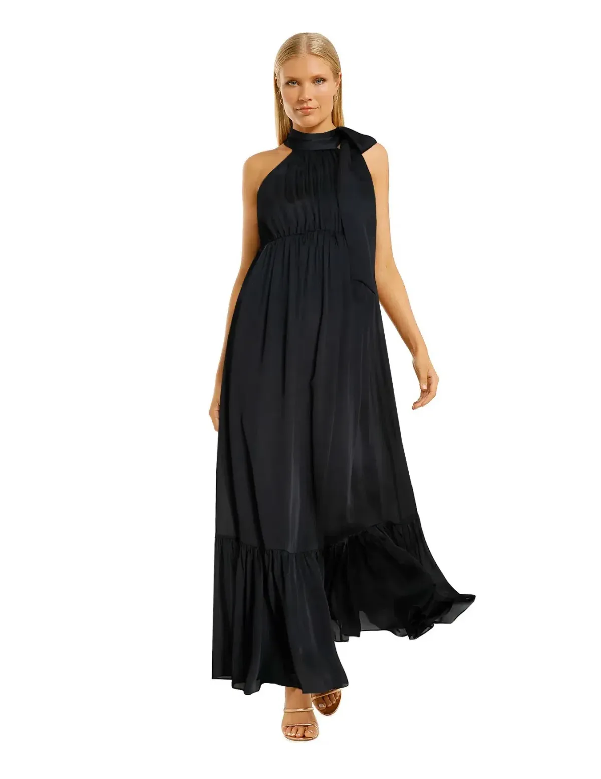 Zimmermann Tie Neck Gathered Dress Black Size 1 / Au 10 - Image 1