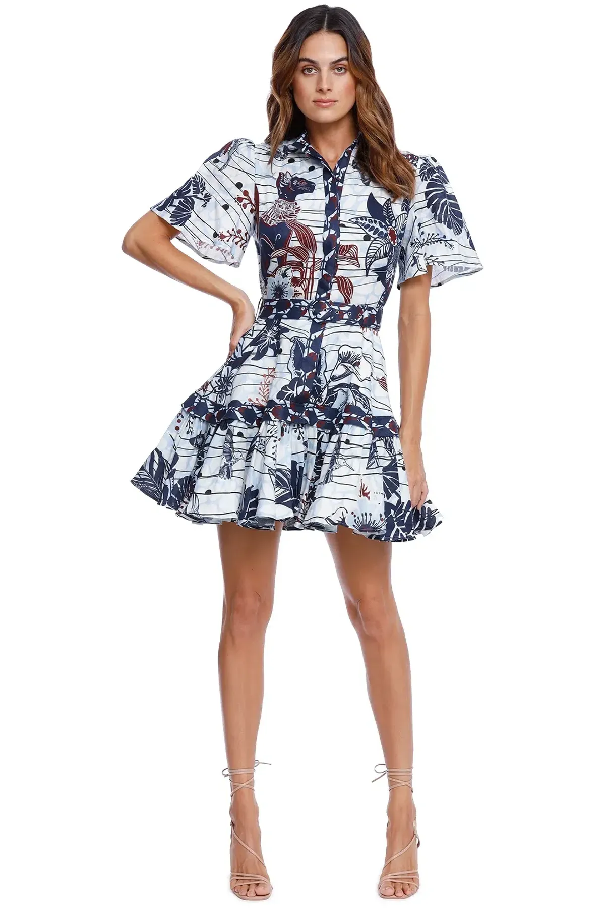 Leo Lin La Casa Linen Mini Dress Print Size 8 - Image 1