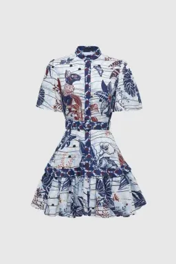 Leo Lin La Casa Linen Mini Dress Print Size 8 for rent on The Volte - image 4