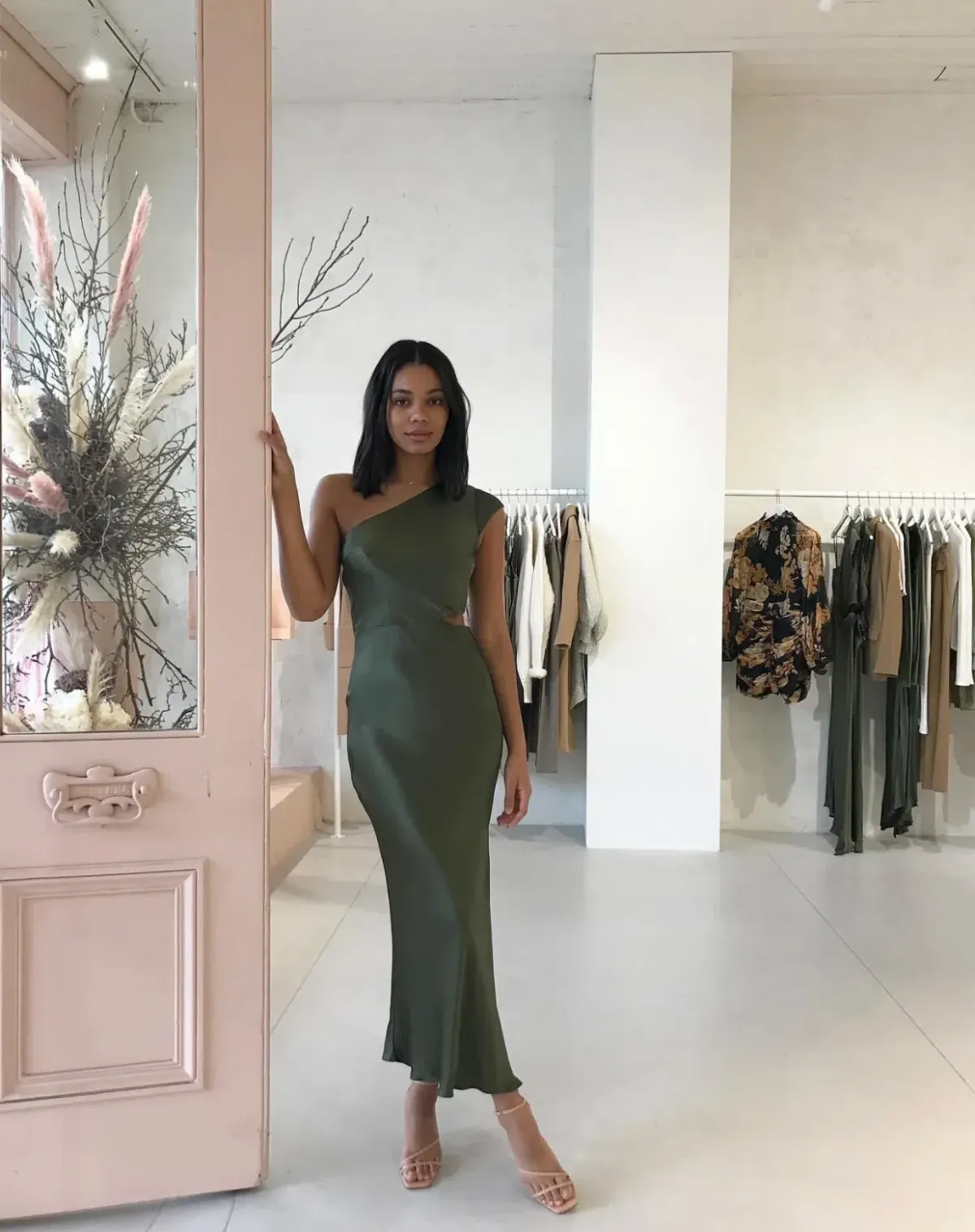 Bec & Bridge Delphine Asym Midi Dress Fern Green Size 10 - Image 2