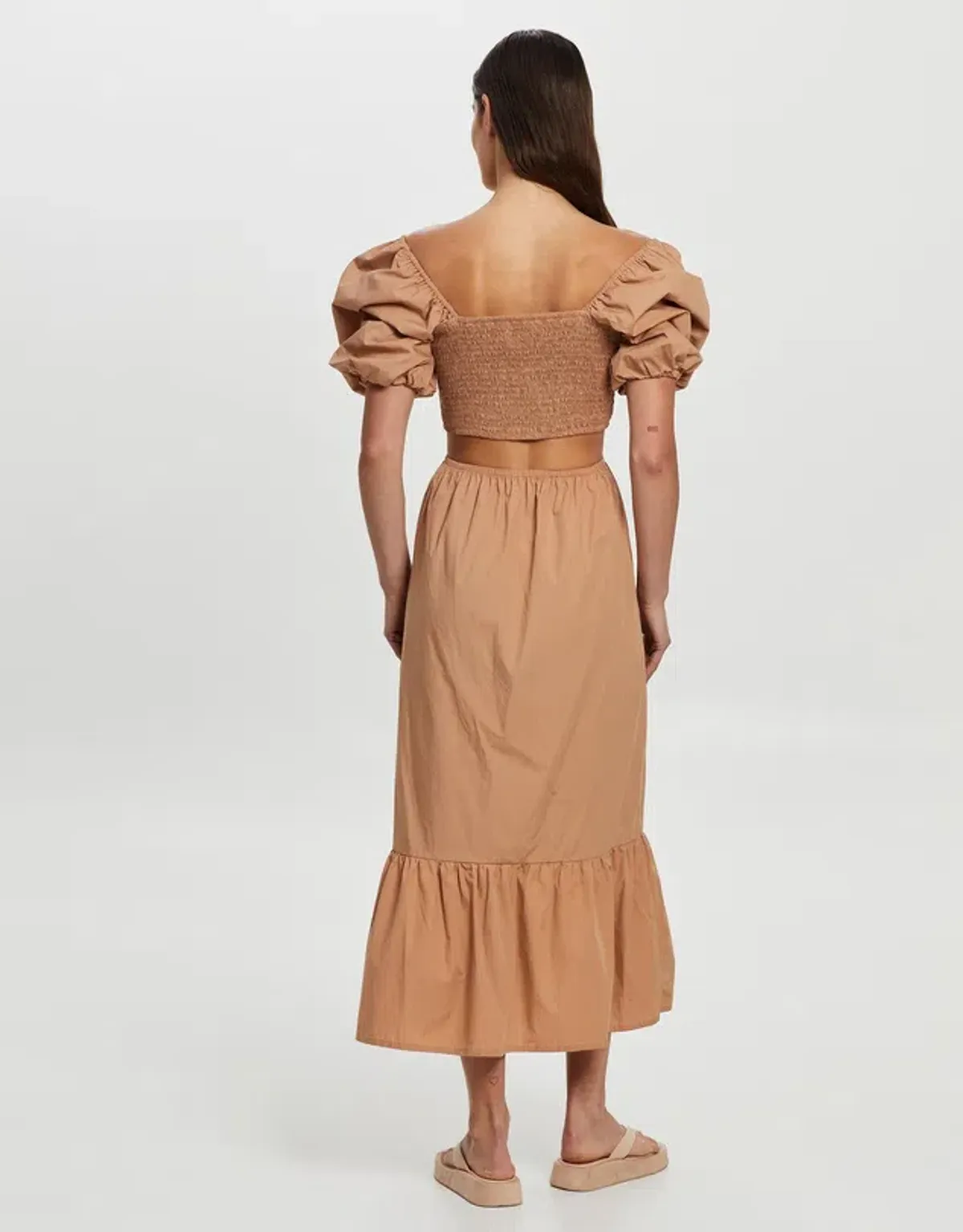 Faithfull Bloom Midi Dress Plain Hazelnut Size 10 - Image 4