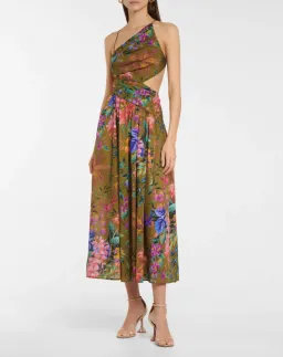 Zimmermann Tropicana Asymmetric Dress Khaki Floral Size 0 for rent on The Volte - image 1