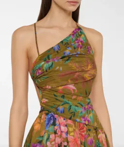 Zimmermann Tropicana Asymmetric Dress Khaki Floral Size 0 for rent on The Volte - image 2