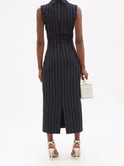 Emilia Wickstead Miles Pinstriped Crepe Midi Dress Navy/White Size 16 for rent on The Volte - image 3