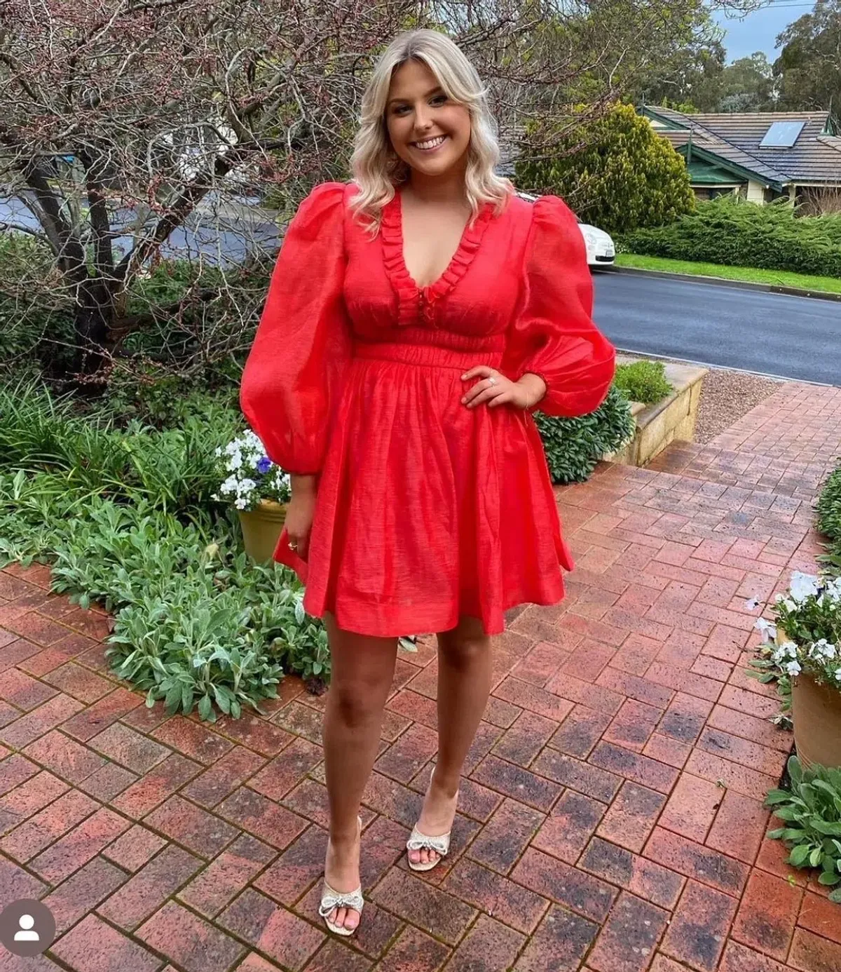 Zimmermann Prima Frill V Neck Mini Dress Tomato Size 3 / AU 14 - Image 1