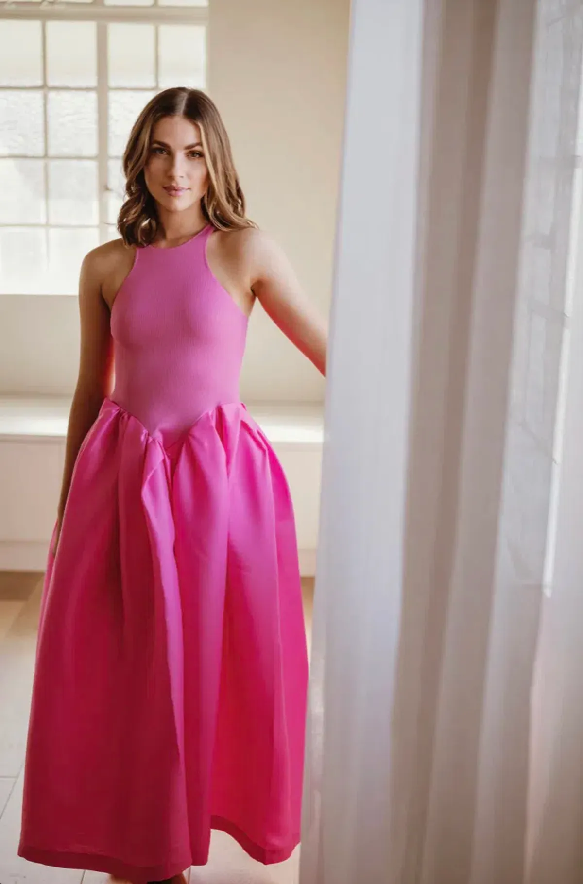 Marques' Almeida Taffeta-skirt organic cotton-blend midi dress Pink Size XS / AU 6 - Image 2