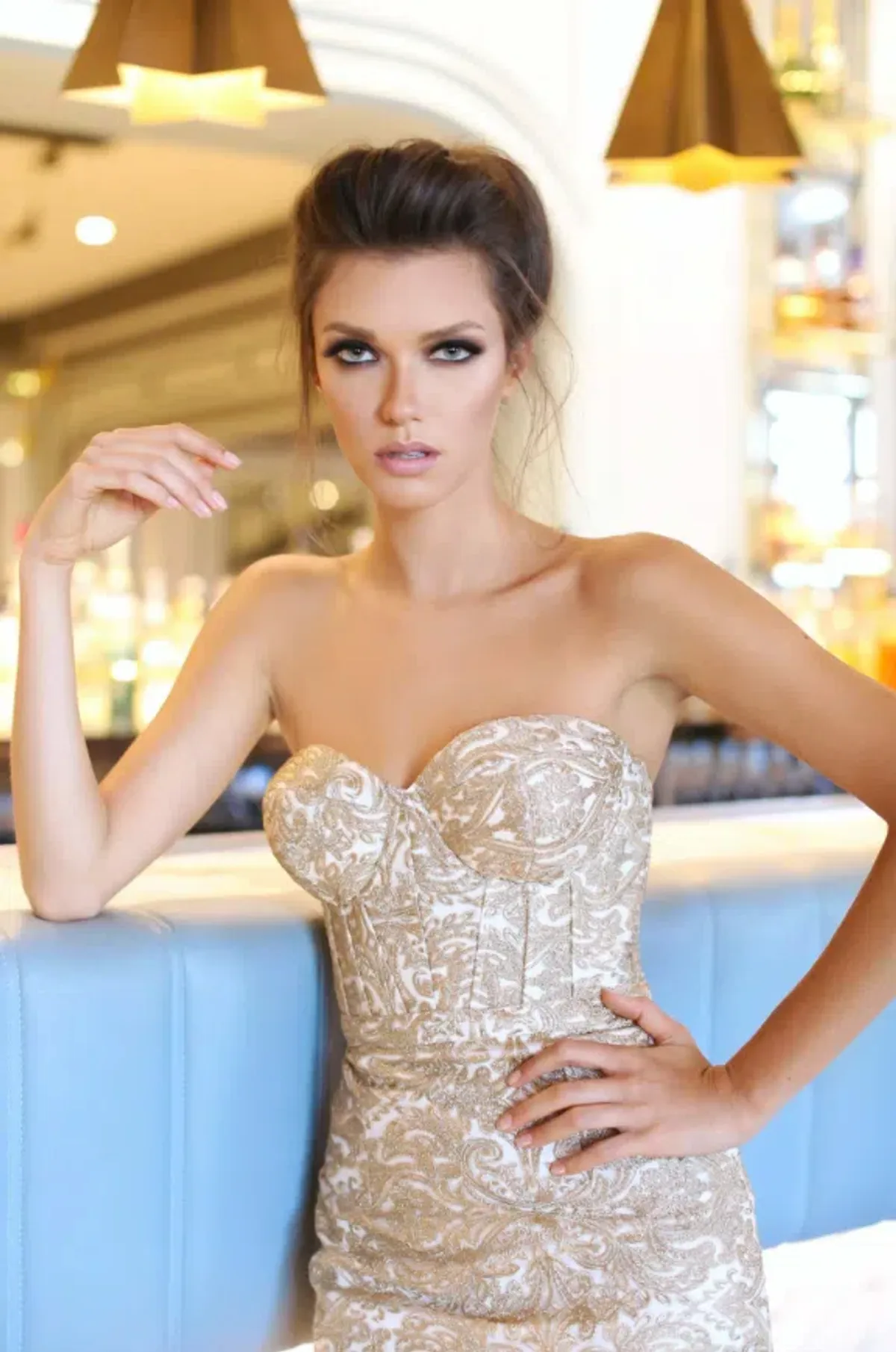 Elle Zeitoune Jayce Midi Dress Gold Size 10 - Image 3