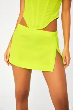 Miaou Campbell Corset and Micro Mini Skirt Set Neon Lime Size M for rent on The Volte - image 3