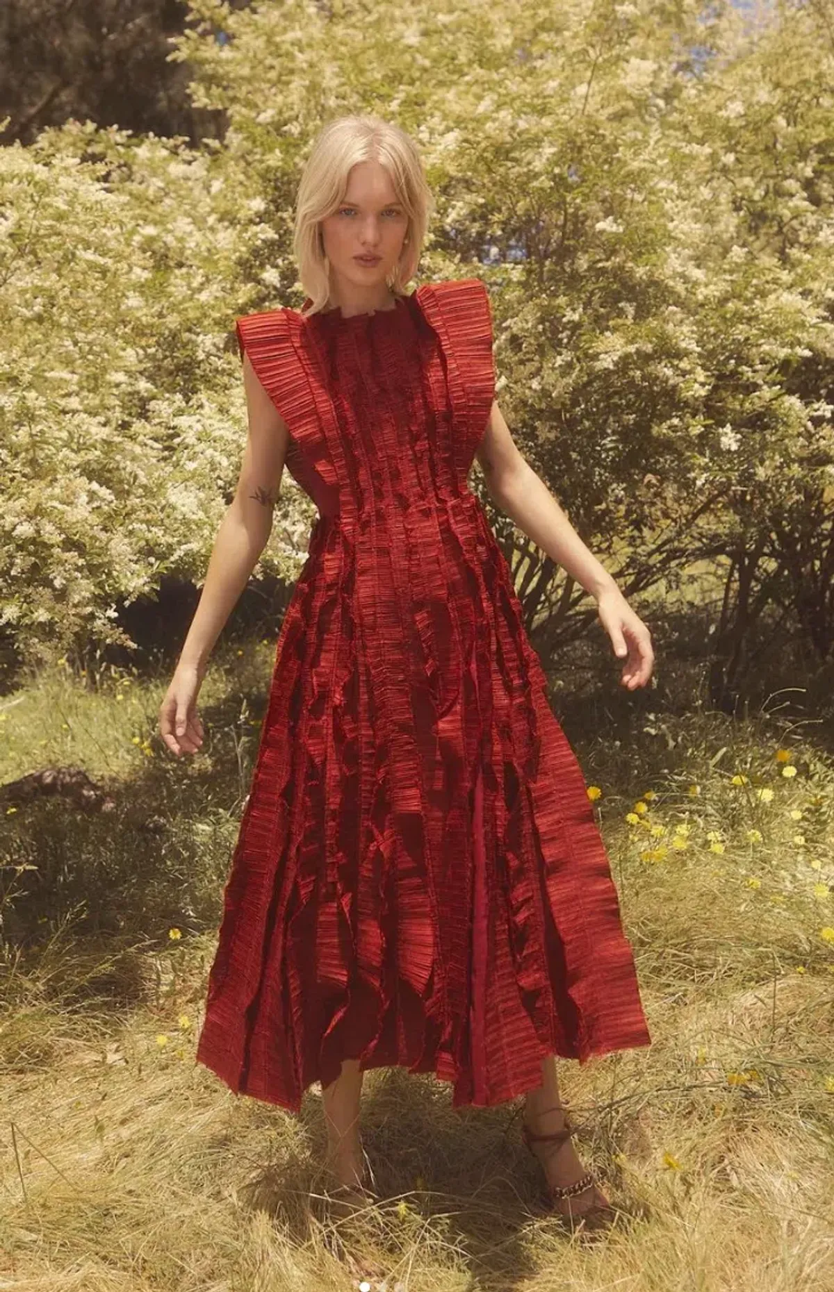 Aje Hybrid Midi Dress Burgundy Size 12 - Image 1