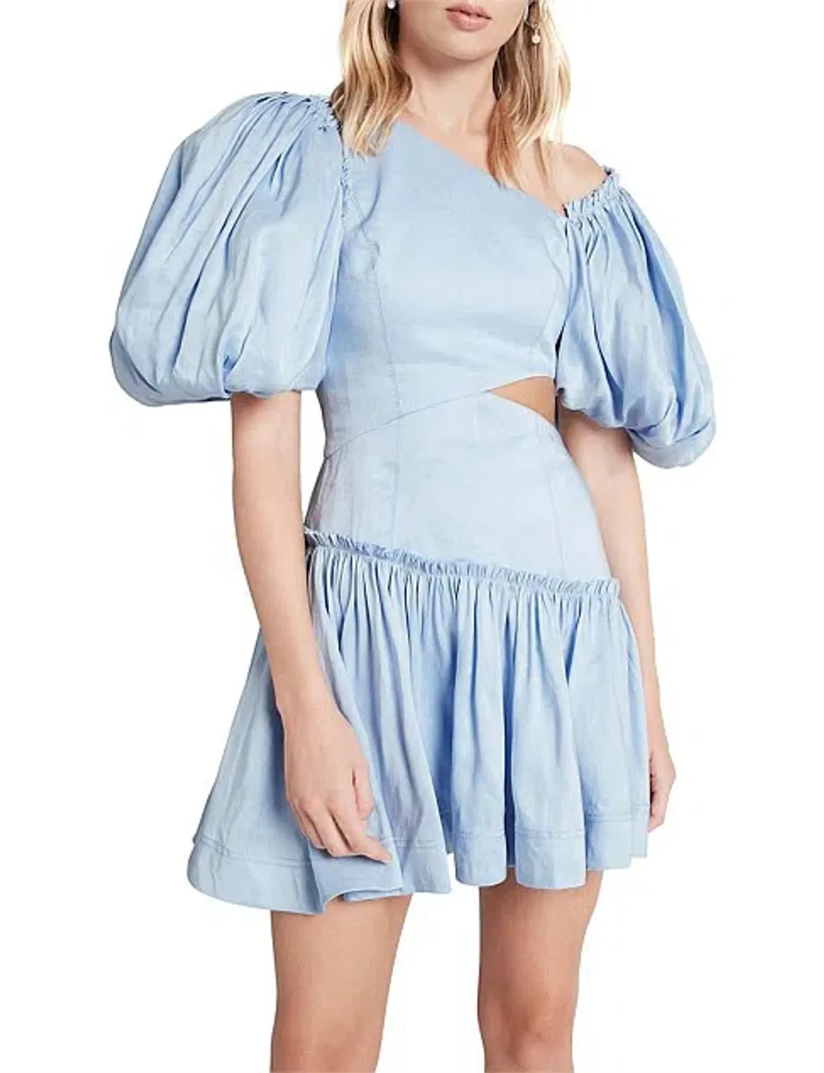 Aje Chateau Cut Out Mini Dress in Sky Blue Size 8 - Image 2
