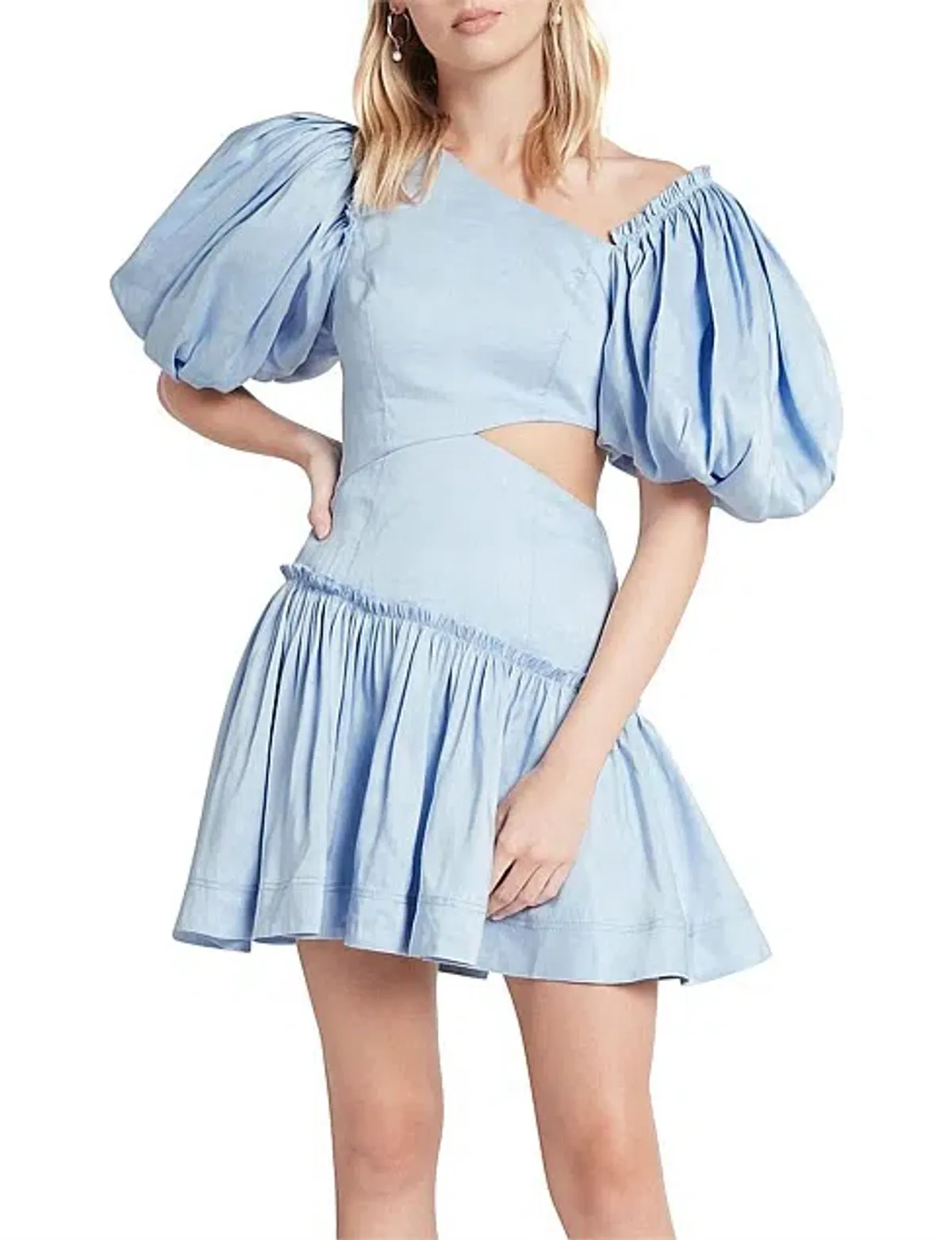 Aje Chateau Cut Out Mini Dress in Sky Blue Size 8 - Image 8