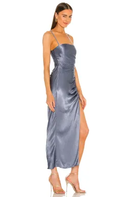 Shona Joy Lily Bias Ruched Midi Dress in Blue Smoke Size 6 for rent on The Volte - image 2