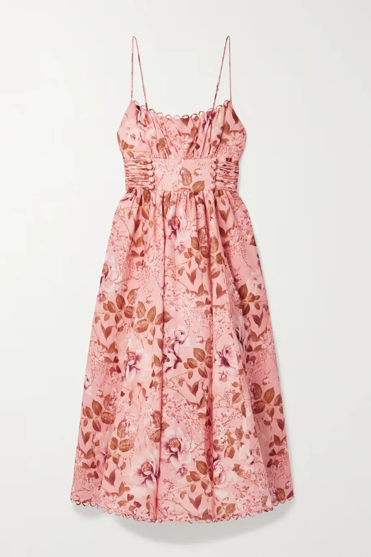 Zimmermann Rosa Floral Linen Midi Dress Pink Floral Size 16 - Image 4